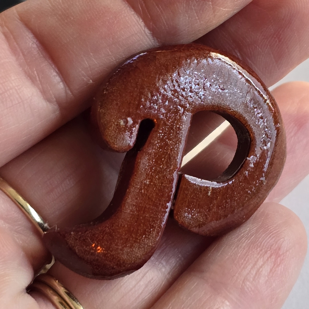 Vintage Letter P Brooch Pin Cursive Script Alphab… - image 2